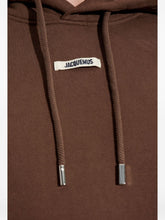 Jacquemus Cropped Logo-Patch Cotton Hoodie Brown