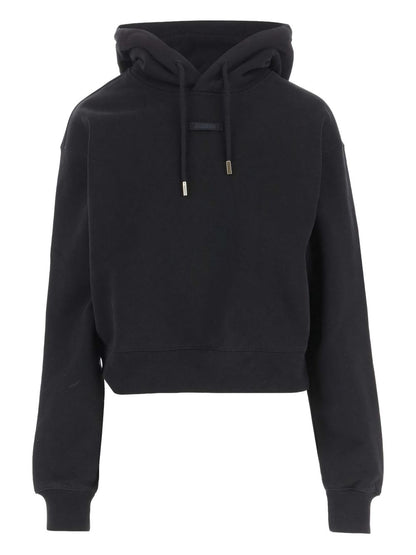 Jacquemus Gros Grain Drawstring Cotton Hoodie Black