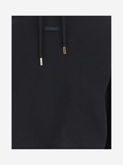 Jacquemus Gros Grain Drawstring Cotton Hoodie Black