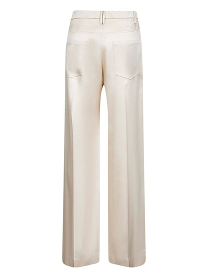 Brunello Cucinelli Wide-Leg Wool Trousers White White