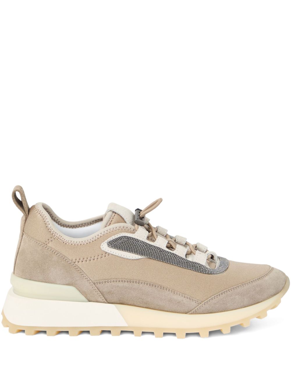 Brunello Cucinelli Runners in Techno Fabric and Suede Beige