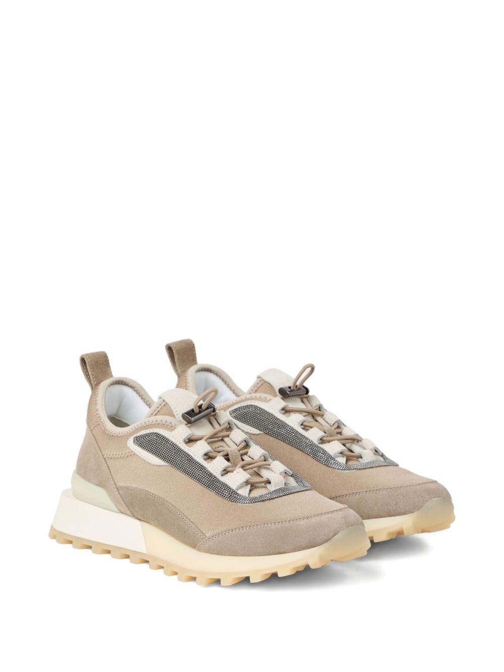 Brunello Cucinelli Runners in Techno Fabric and Suede Beige