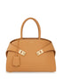 Ferragamo Hug Large Smooth Leather Shopper Bag Beige