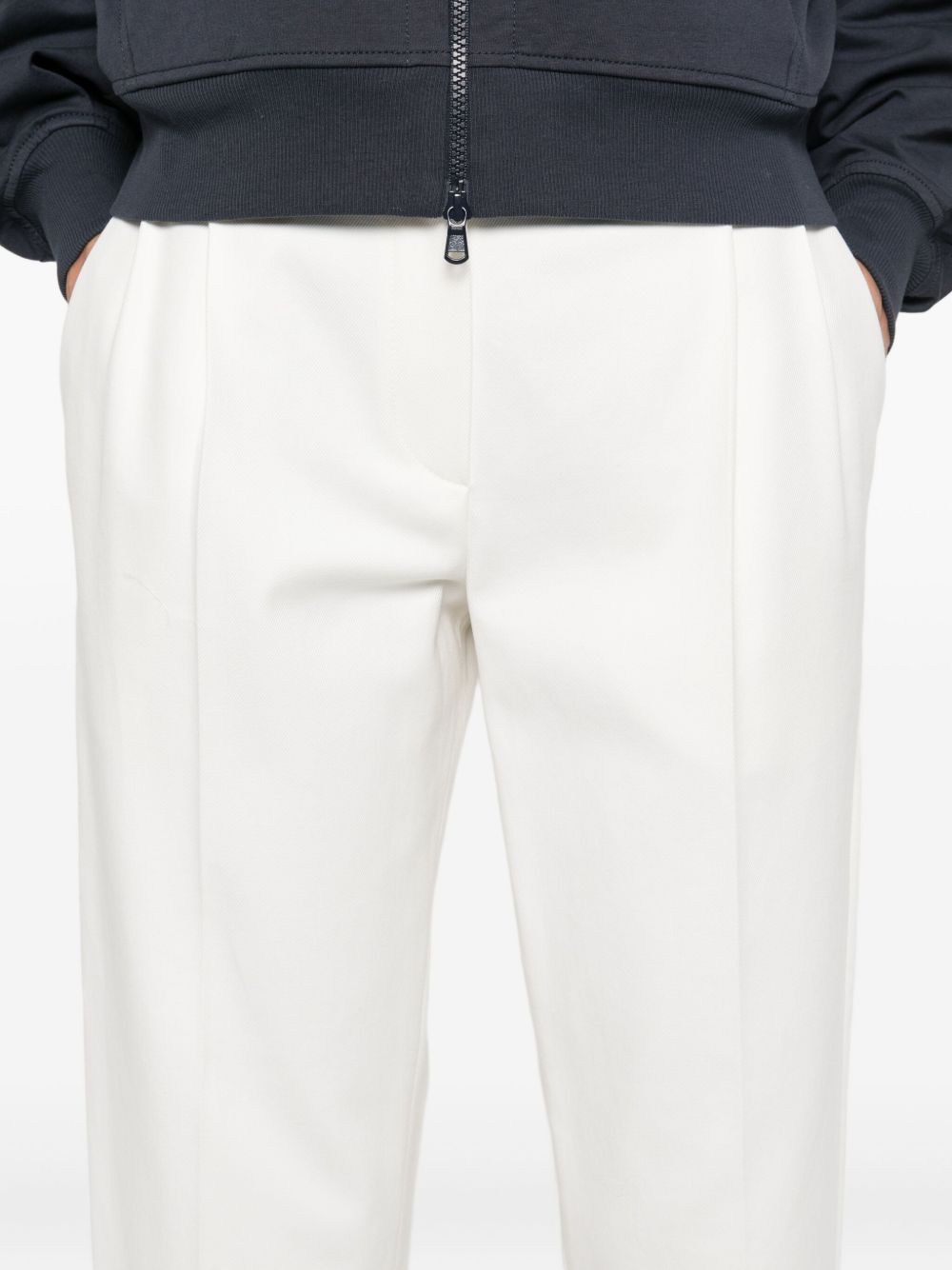Brunello Cucinelli Slouchy Pleated Cropped Chino Trousers White