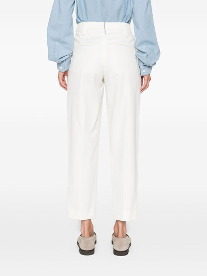 Brunello Cucinelli Slouchy Pleated Cropped Chino Trousers White