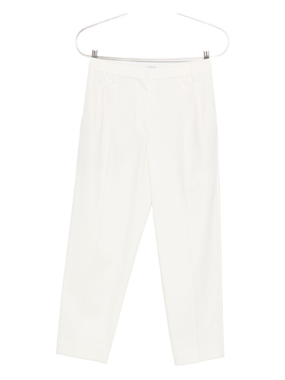 Brunello Cucinelli Slouchy Pleated Cropped Chino Trousers White