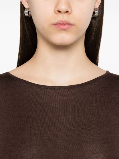 Brunello Cucinelli Cashmere Boat-Neck Sweater Brown
