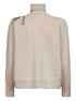 Brunello Cucinelli Cashmere Ribbed Turtle-Neck Jumper with Monili Flower Embroidery Beige Beige