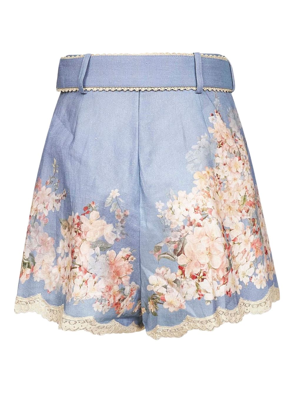 Zimmermann Botanical Linen High-Waisted Shorts Clear Blue
