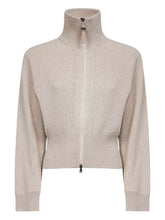 Brunello Cucinelli Cashmere Sparkling High Collar Zipped Cardigan Beige Beige