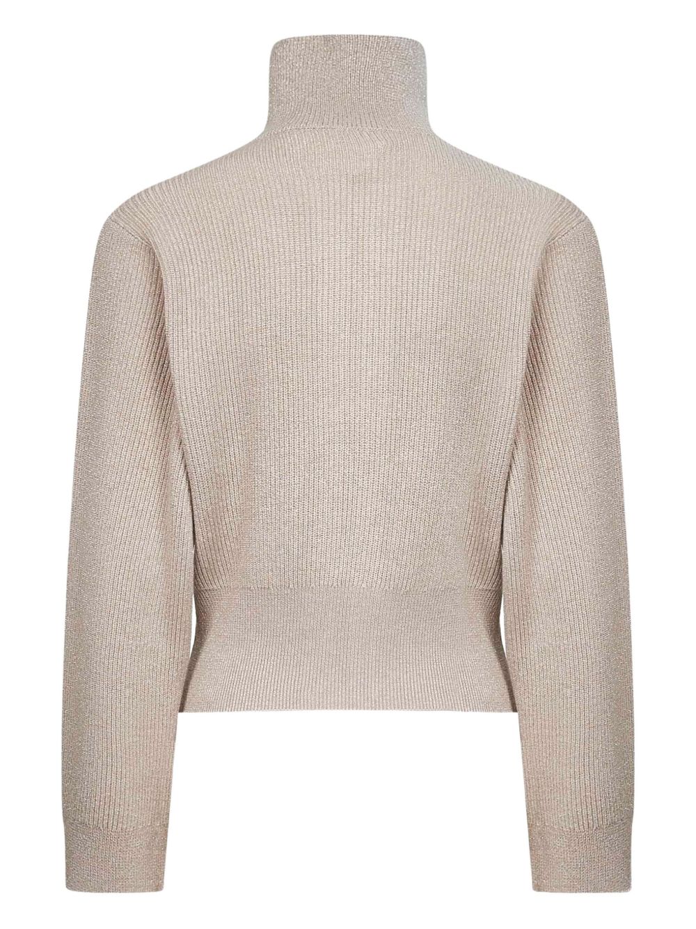 Brunello Cucinelli Cashmere Sparkling High Collar Zipped Cardigan Beige Beige