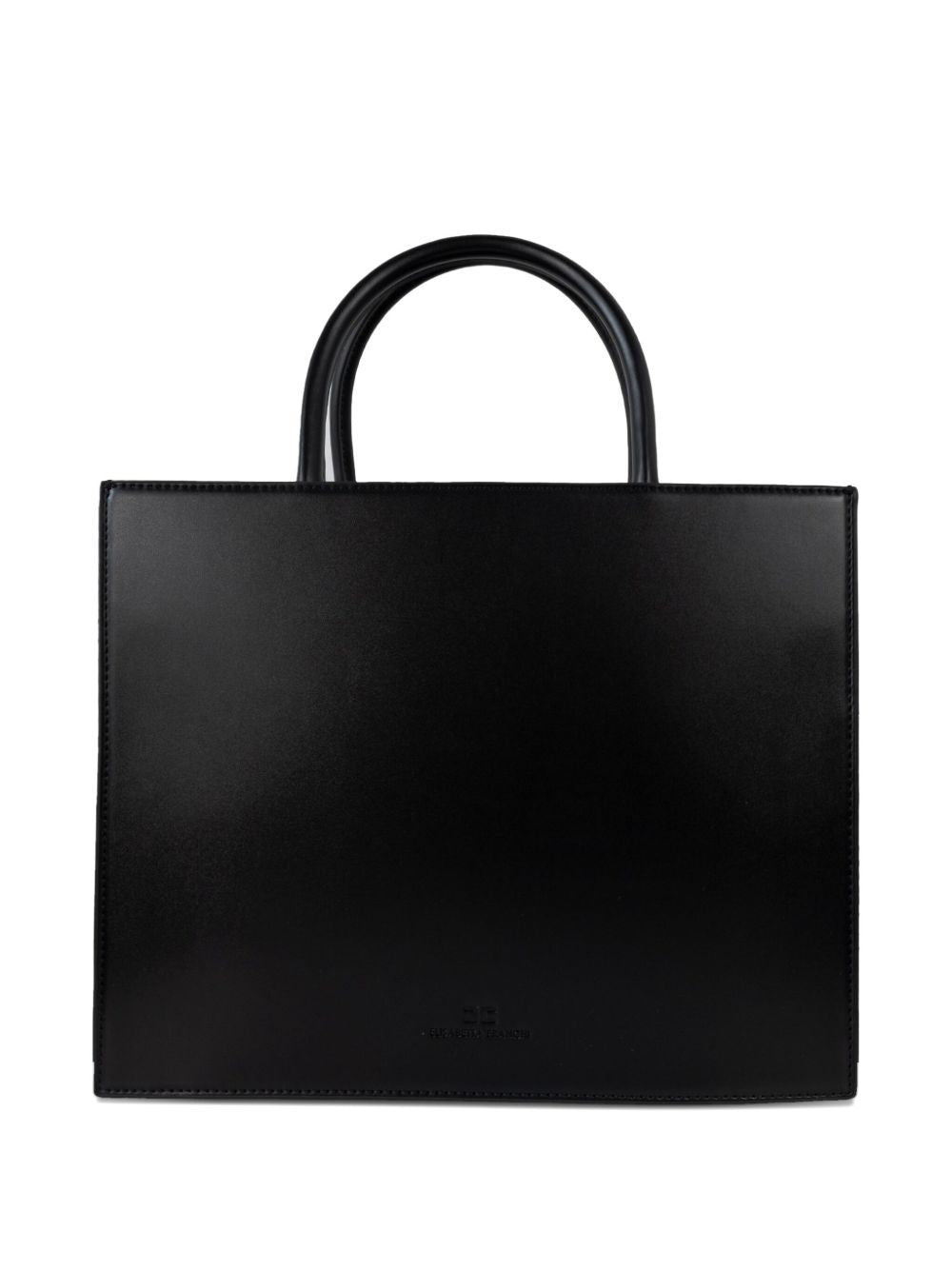 Elisabetta Franchi Logo-Plaque Leather Tote Bag Black Black