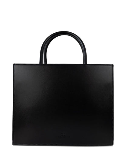 Elisabetta Franchi Logo-Plaque Leather Tote Bag Black Black