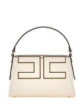 Elisabetta Franchi Small Off-White Logo Plaque Tote Bag White