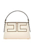 Elisabetta Franchi Small Off-White Logo Plaque Tote Bag White