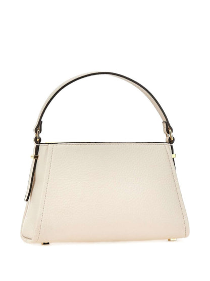 Elisabetta Franchi Small Off-White Logo Plaque Tote Bag White