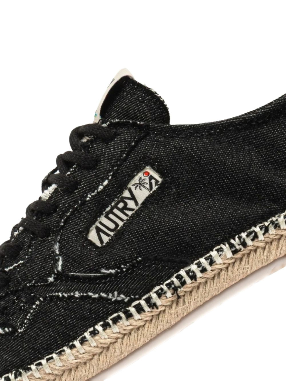 Autry Denim And Jute Low-Top Canvas Sneakers Black