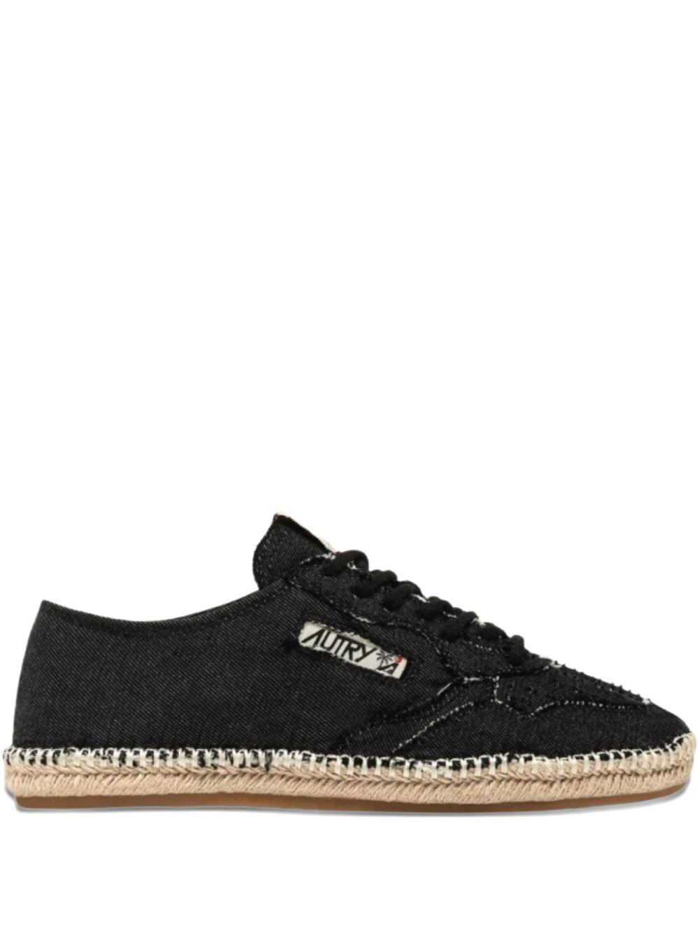 Autry Denim And Jute Low-Top Canvas Sneakers Black