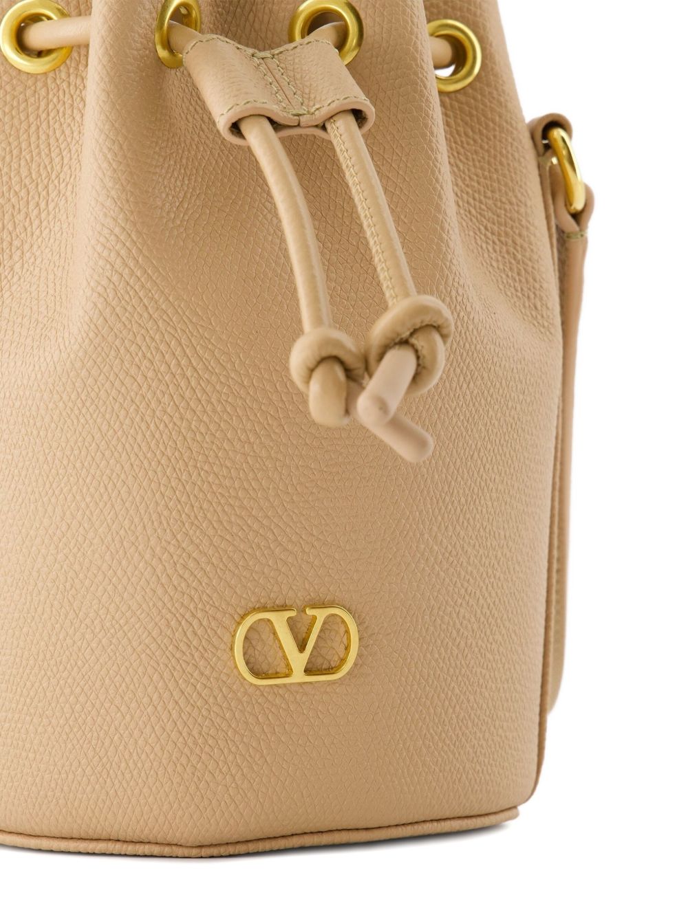 Valentino Garavani VLogo Signature Mini Leather Bucket Bag Powder