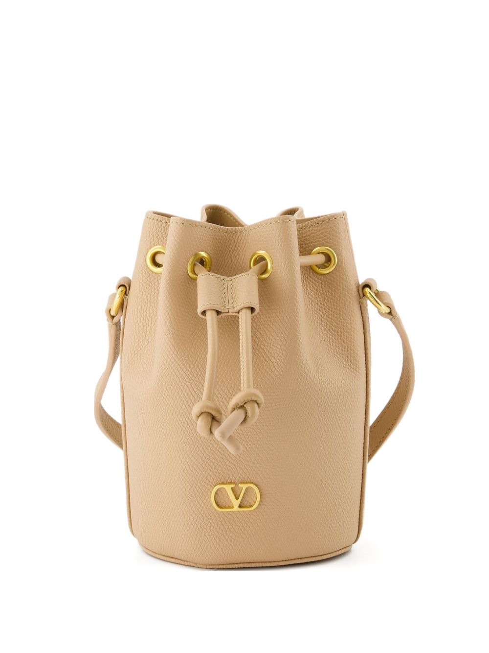 Valentino Garavani VLogo Signature Mini Leather Bucket Bag Powder