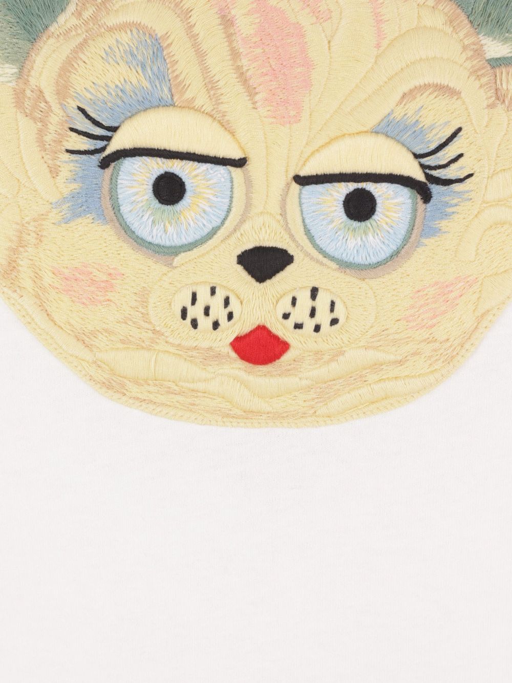 Valentino Cat-Face Appliqué Cotton T-Shirt Ivory