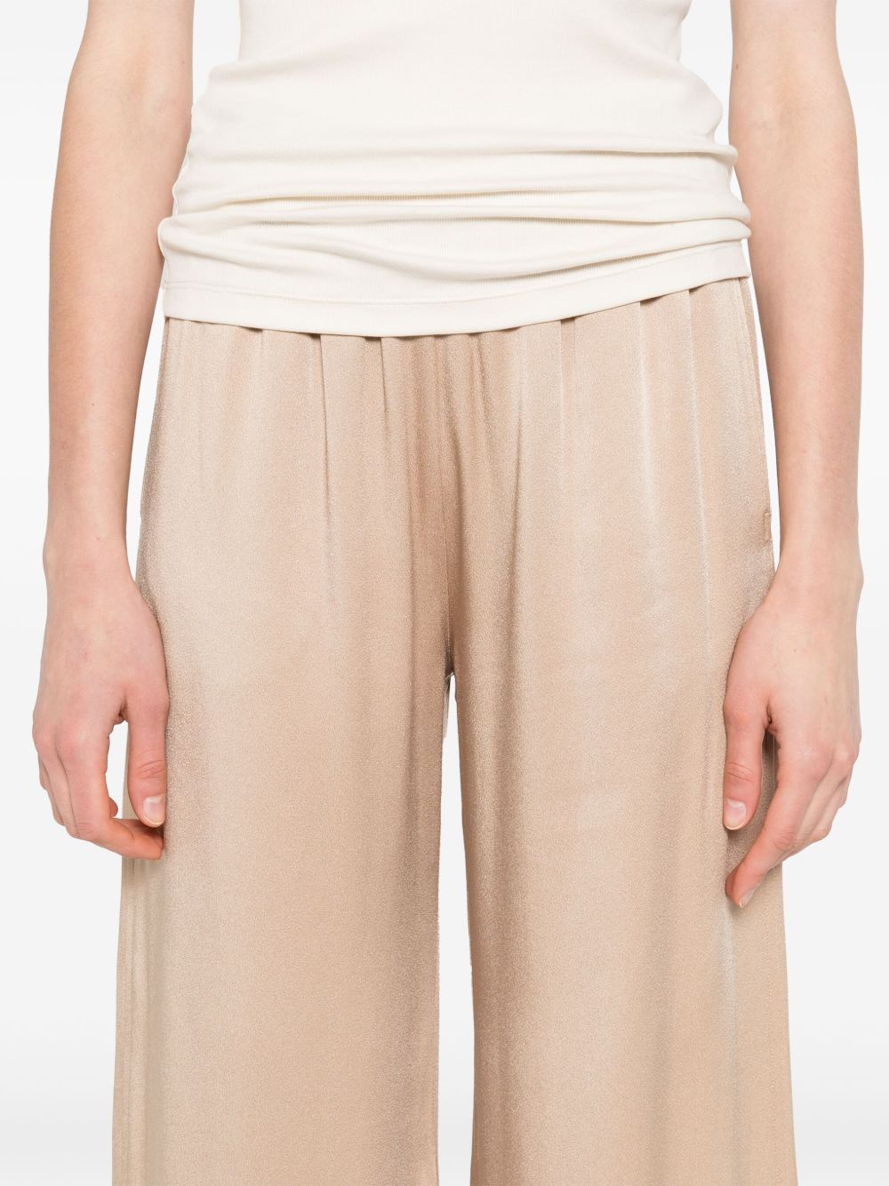 Fabiana Filippi Wide-Leg Powder Trousers with Elasticated Waist in Beige Powder