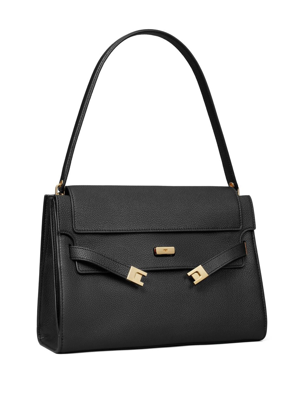 Tory Burch Lee Radziwill Large Pebble Leather Handbag Black
