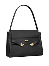 Tory Burch Lee Radziwill Large Pebble Leather Handbag Black