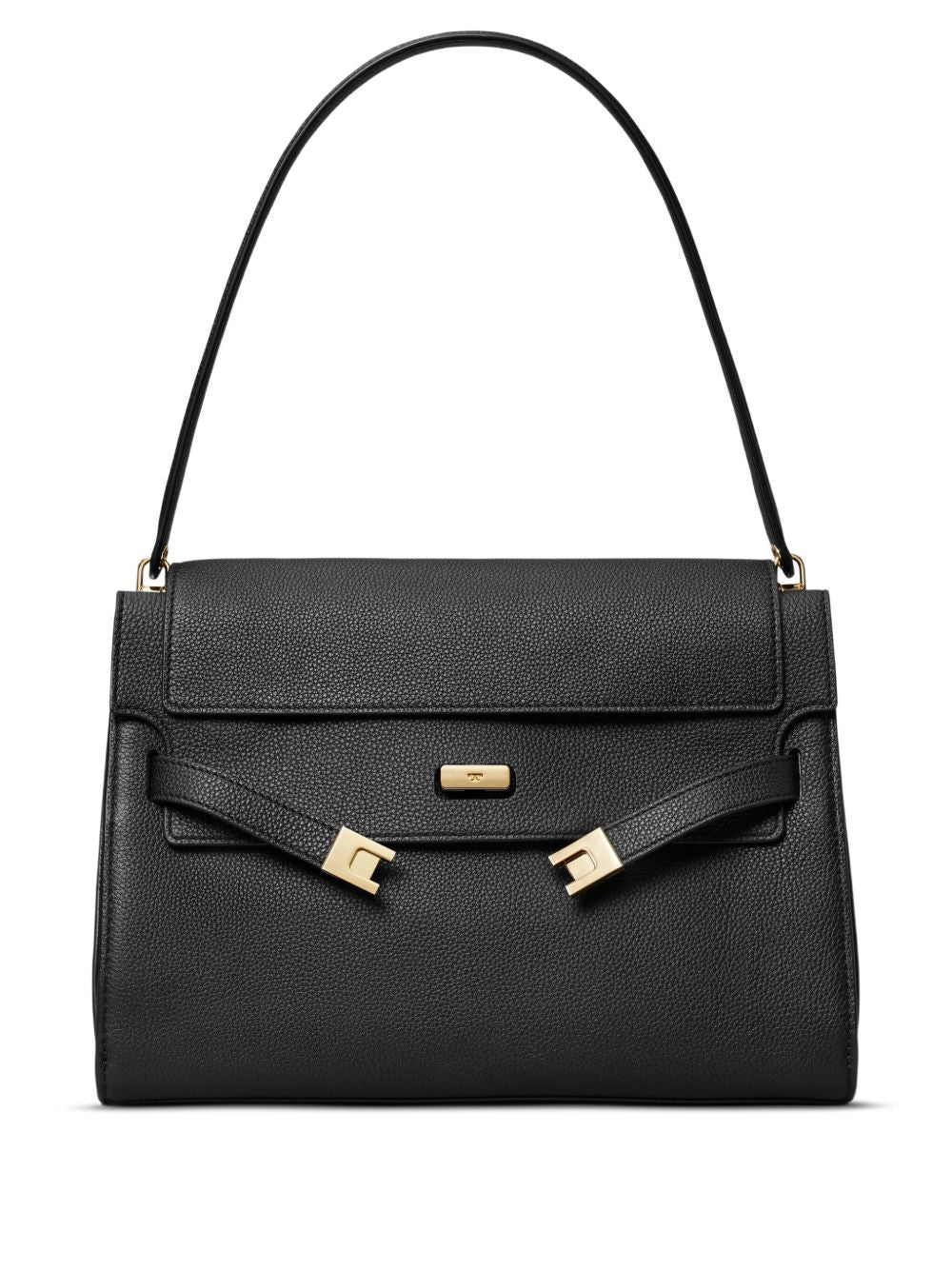 Tory Burch Lee Radziwill Large Pebble Leather Handbag Black