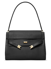 Tory Burch Lee Radziwill Large Pebble Leather Handbag Black
