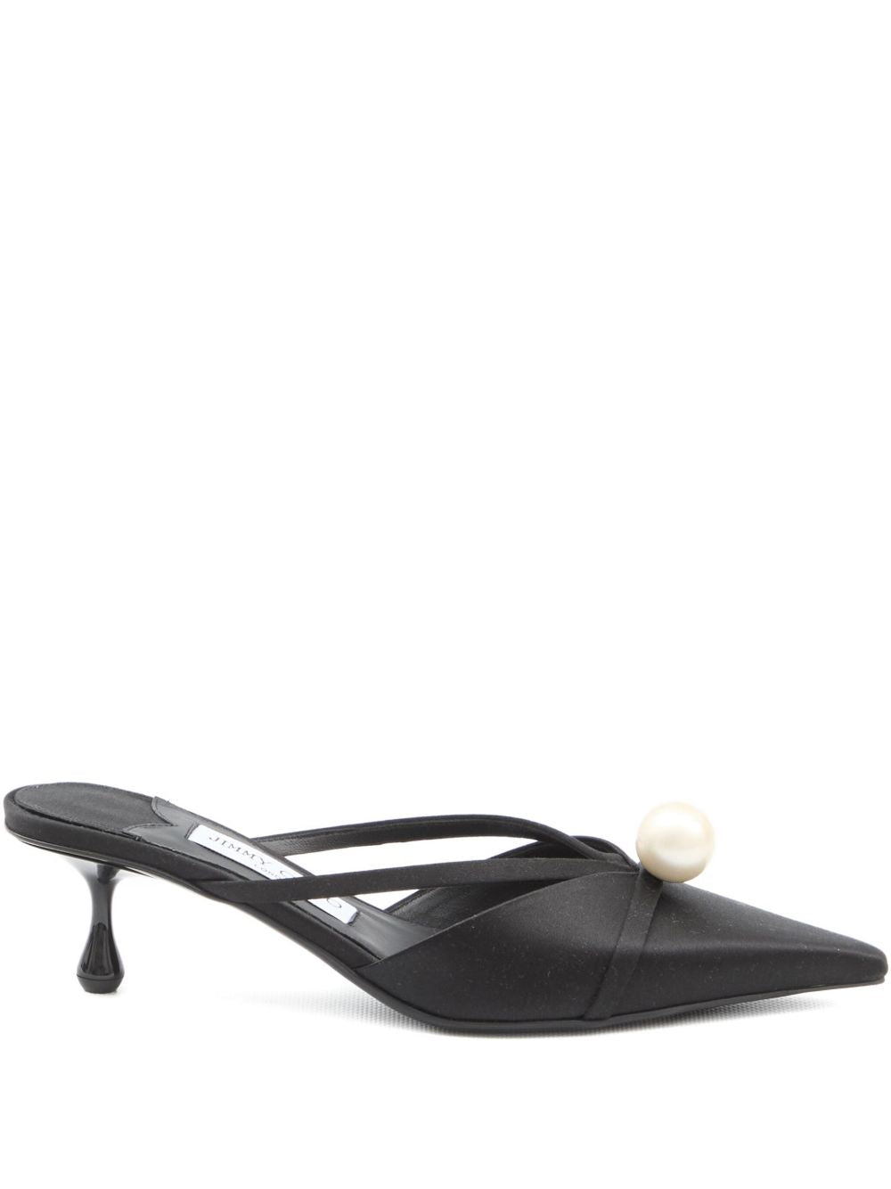 Jimmy Choo 50mm Sana Pearl-Embellished Satin Mules Black