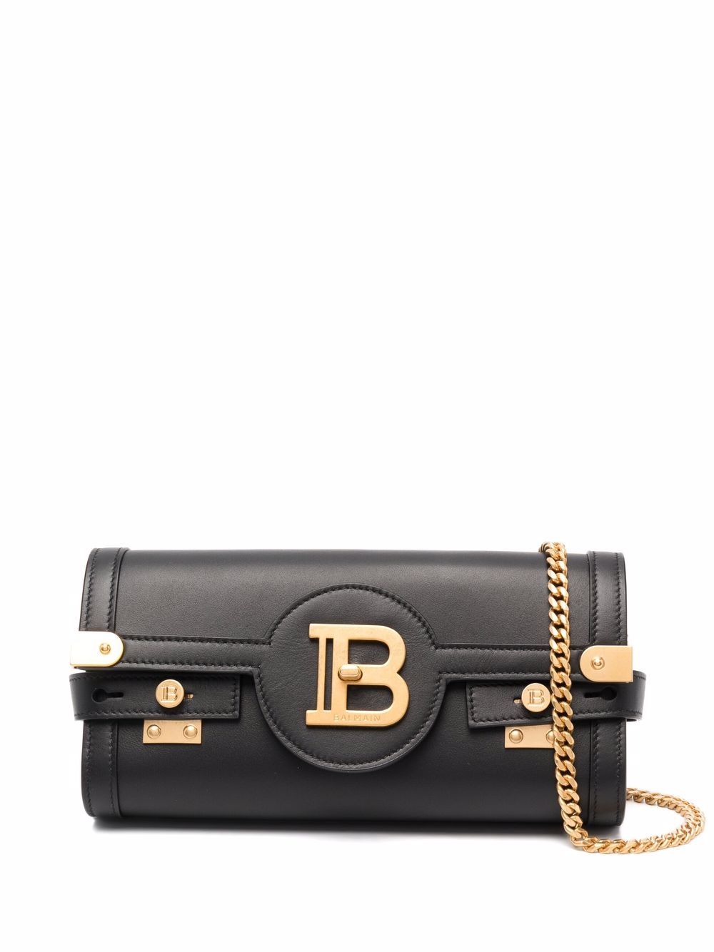 Balmain B-Buzz 23 Leather Shoulder Bag Black