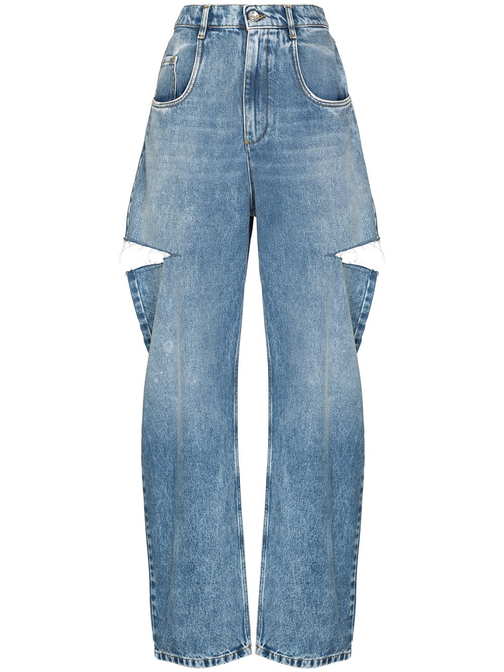 Maison Margiela High-Waisted Cut-Out Straight-Leg Jeans Clear Blue
