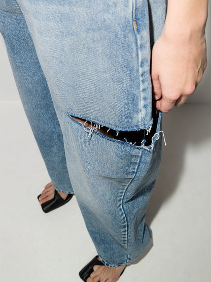 Maison Margiela High-Waisted Cut-Out Straight-Leg Jeans Clear Blue