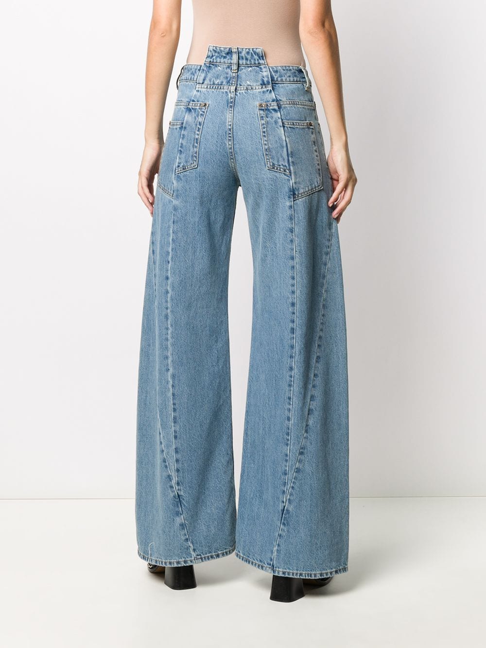 Maison Margiela Wide-Leg Décortiqué Denim Jeans Clear Blue