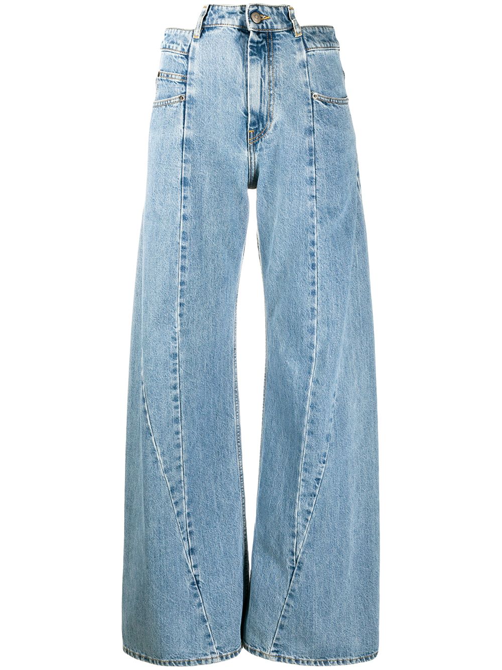 Maison Margiela Wide-Leg Décortiqué Denim Jeans Clear Blue