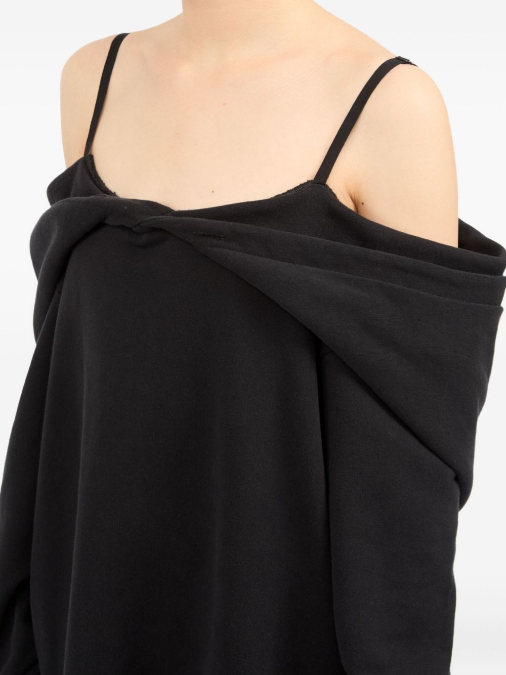 MM6 Maison Margiela Twisted Front Cotton Mini Dress Black Black