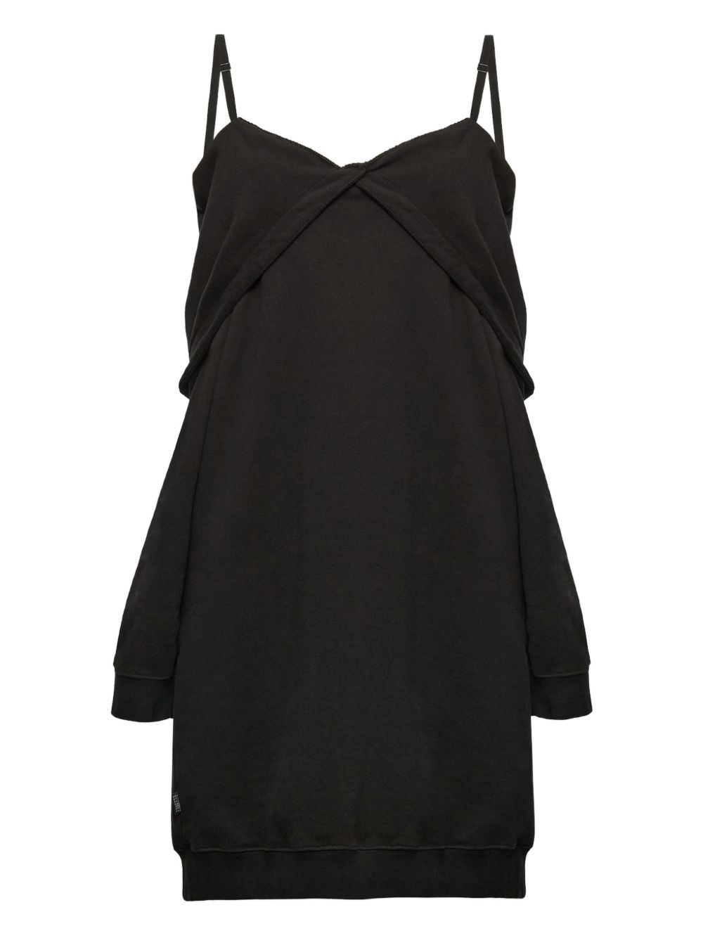 MM6 Maison Margiela Twisted Front Cotton Mini Dress Black Black