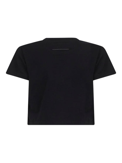 MM6 Maison Margiela Signature Cropped Logo Cotton T-Shirt Black
