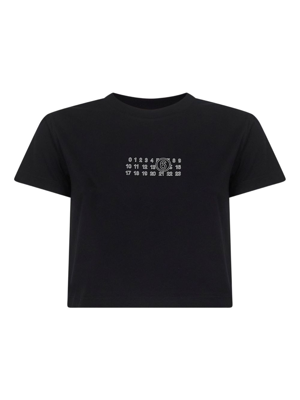 MM6 Maison Margiela Signature Cropped Logo Cotton T-Shirt Black