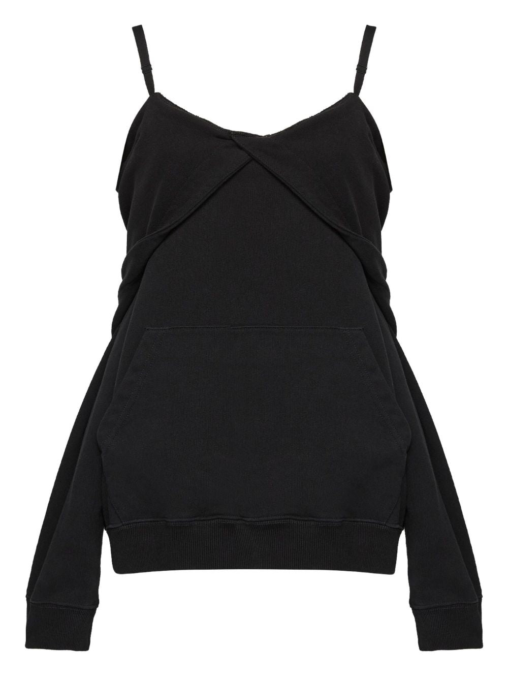 MM6 Maison Margiela Sweetheart-Neck Layered Cotton Sweater Black Black