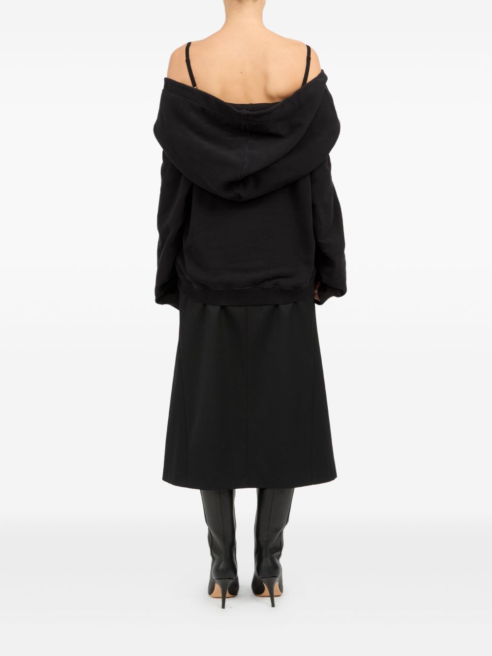 MM6 Maison Margiela Sweetheart-Neck Layered Cotton Sweater Black Black