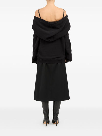 MM6 Maison Margiela Sweetheart-Neck Layered Cotton Sweater Black Black