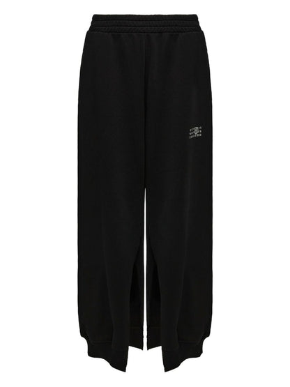 MM6 Maison Margiela Cotton Wide-Leg Trousers Black Black