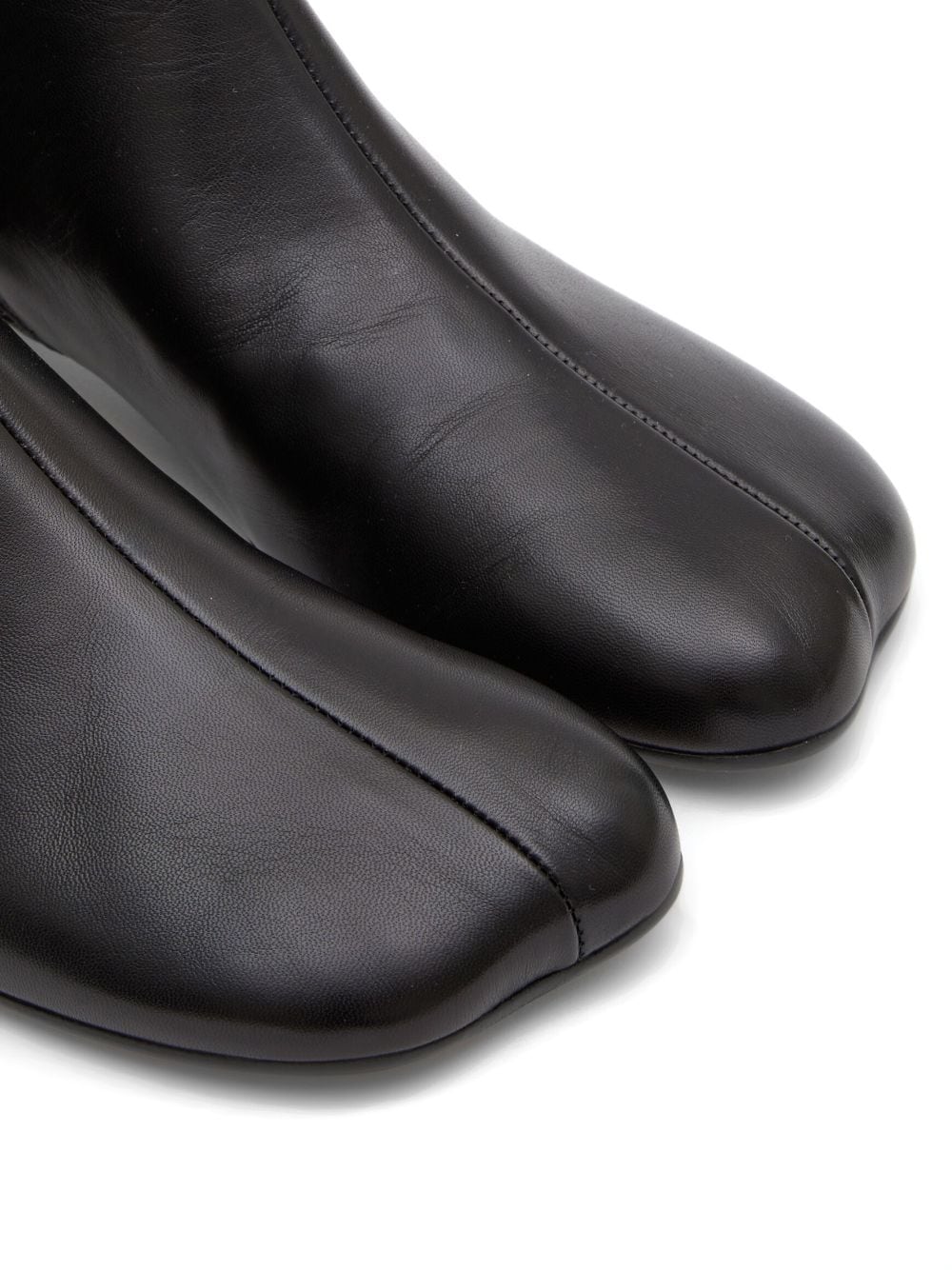 MM6 Maison Margiela Signature Calf Leather Ankle Boots Black Black
