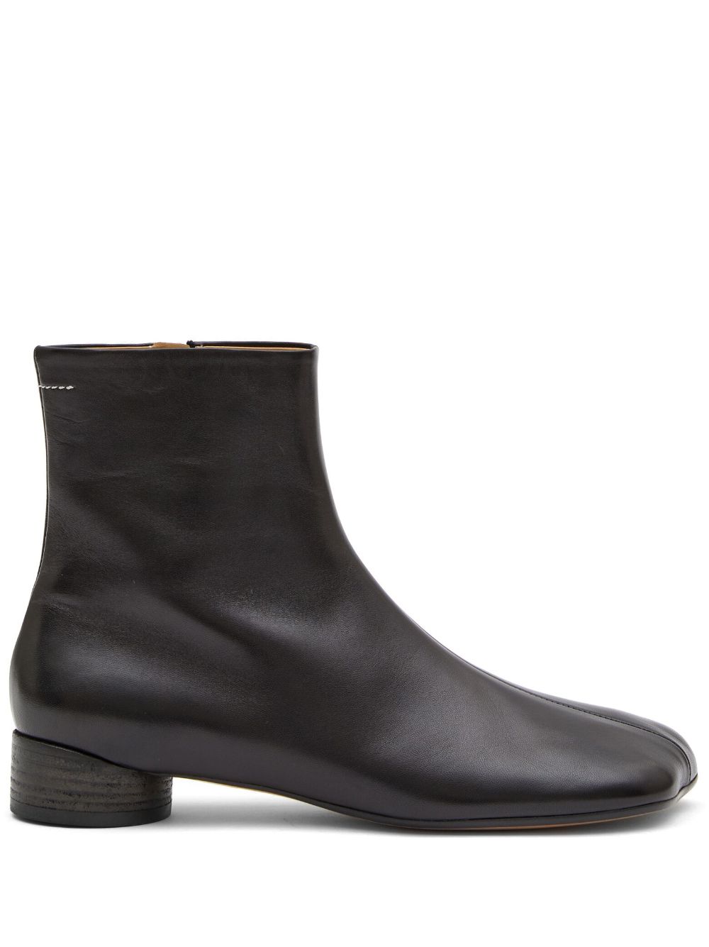 MM6 Maison Margiela Signature Calf Leather Ankle Boots Black Black