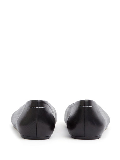 MM6 Maison Margiela Flat Leather Ballet Shoes Black