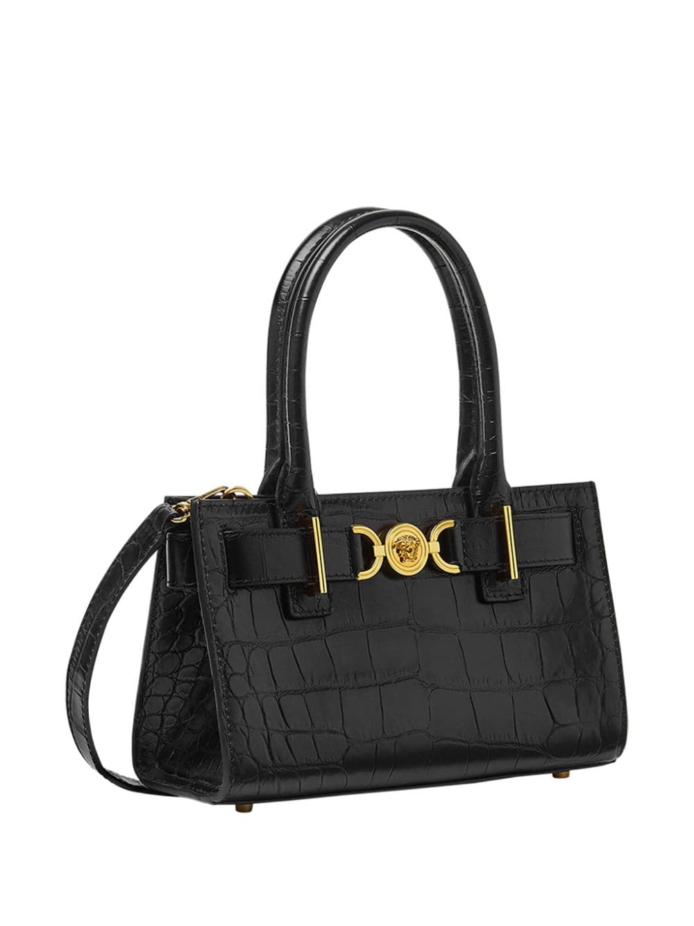 Versace Medusa ’95 Croc-Effect Leather Tote Bag Black
