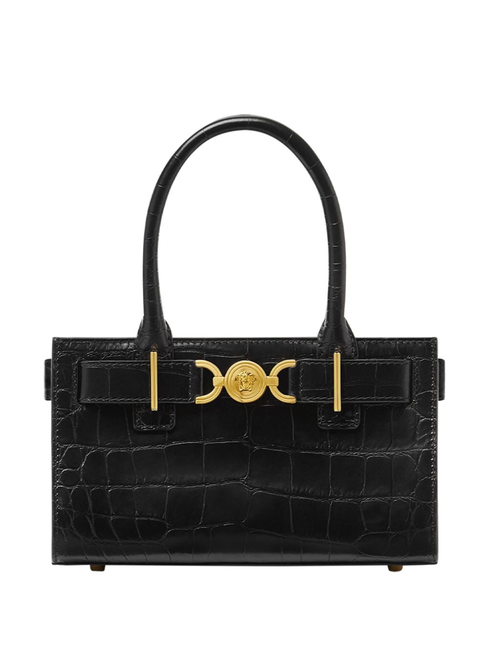 Versace Medusa ’95 Croc-Effect Leather Tote Bag Black