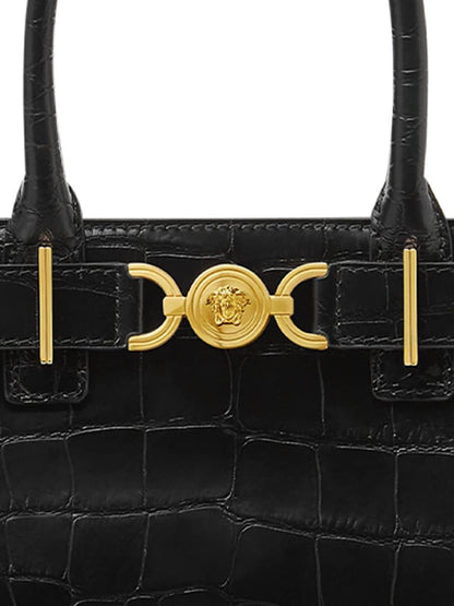 Versace Medusa ’95 Croc-Effect Leather Tote Bag Black
